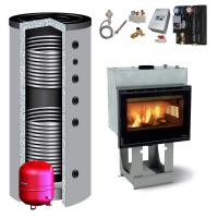 Kamineinsatz wasserführend La Nordica Focolare 80 Idro Crystal 15,4 kw + Pufferspeicher